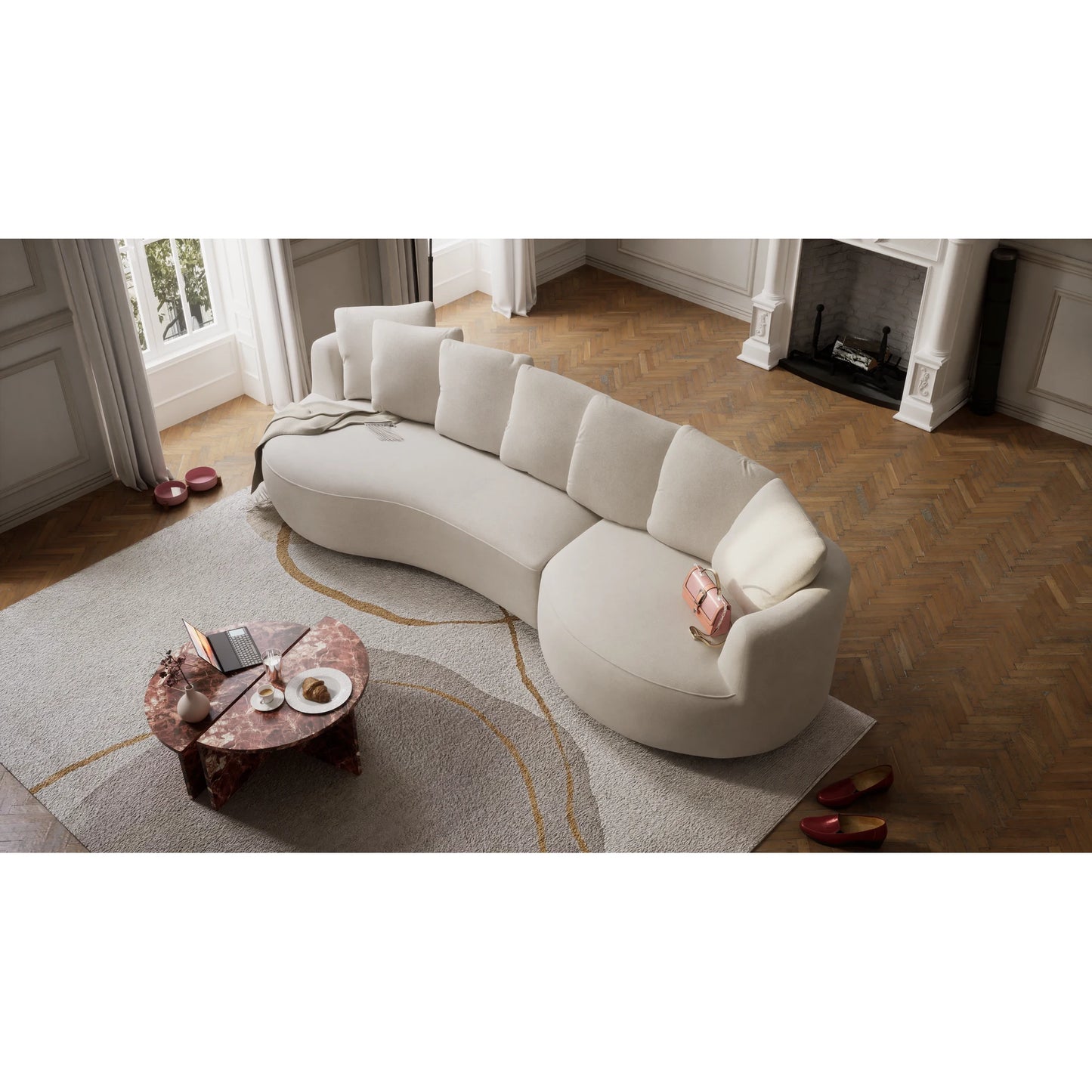 4-Seater Right Corner Sofa BELLEVILLE - Cream