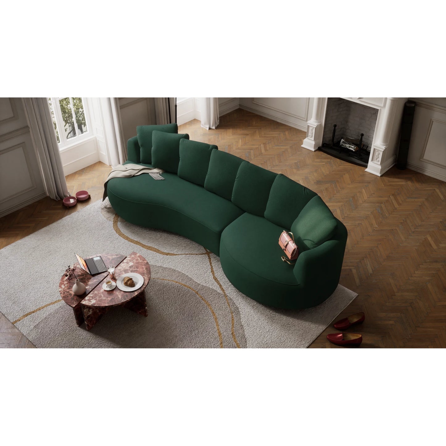 4-Seater Right Corner Sofa BELLEVILLE - Green