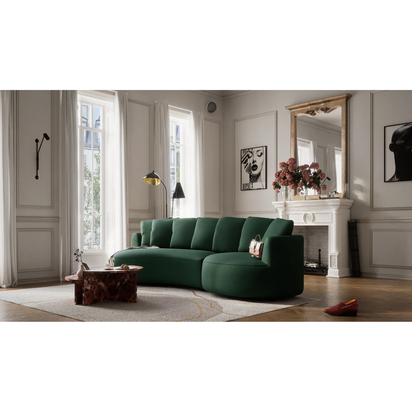4-Seater Right Corner Sofa BELLEVILLE - Green
