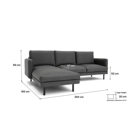 4-Seater Left Corner Sofa BRERA - Dark Grey