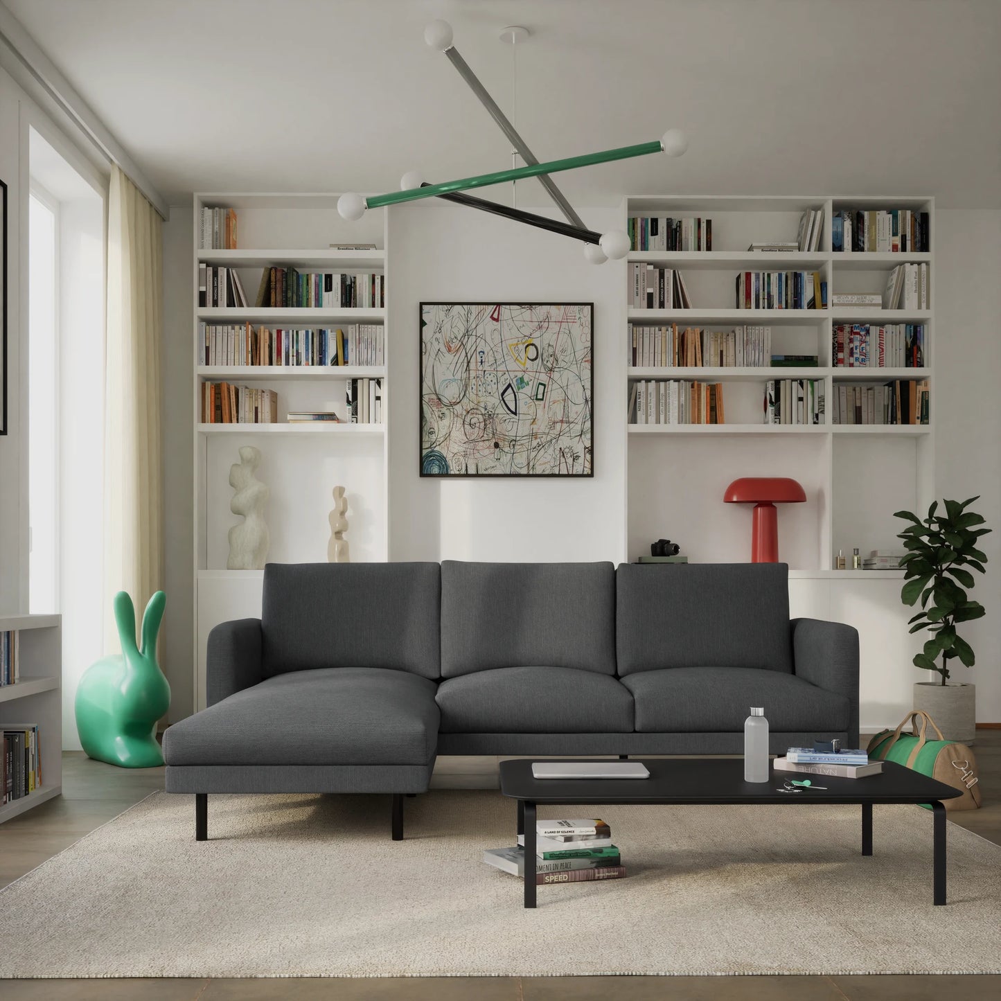 4-Seater Left Corner Sofa BRERA - Dark Grey