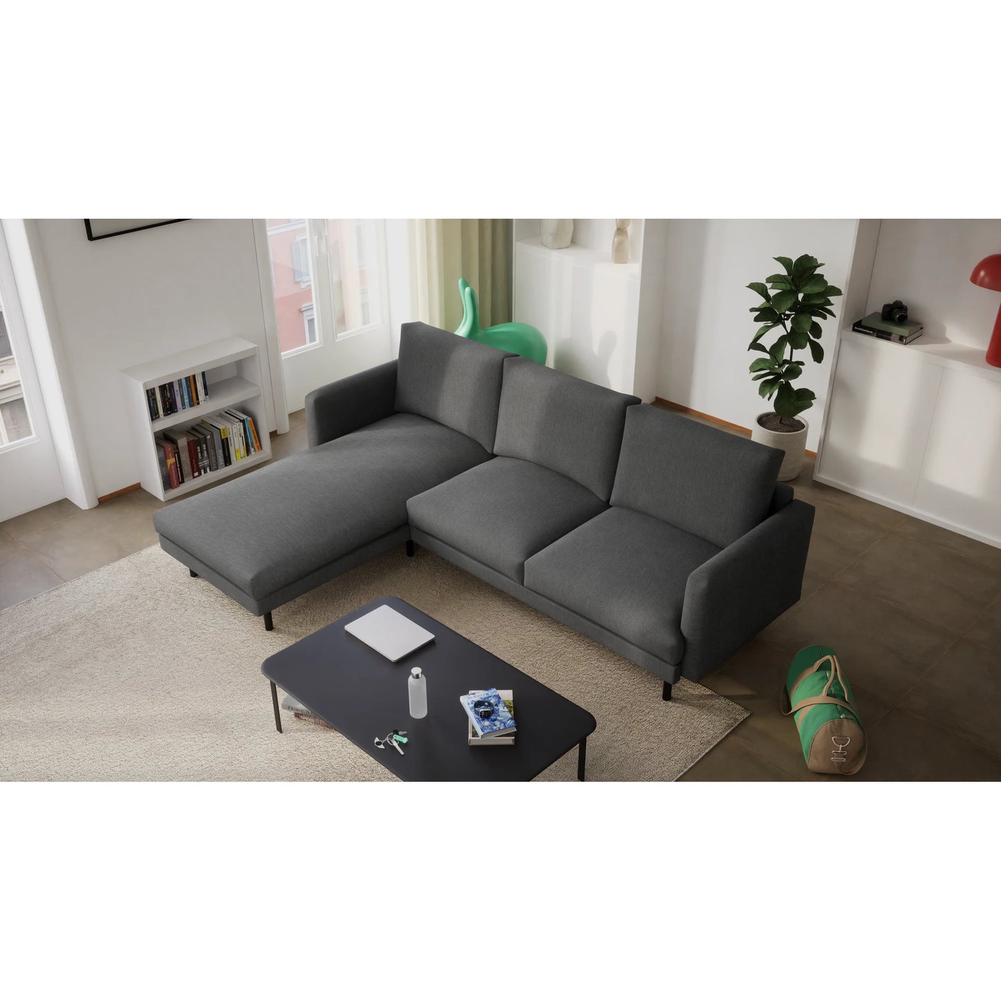 4-Seater Left Corner Sofa BRERA - Dark Grey