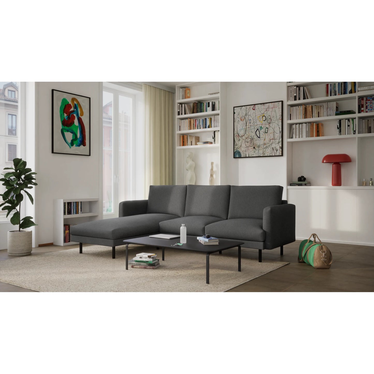 4-Seater Left Corner Sofa BRERA - Dark Grey