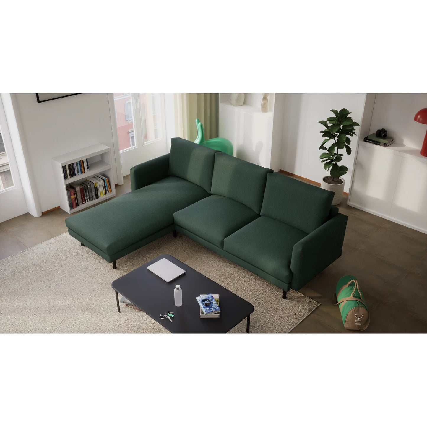 4-Seater Left Corner Sofa BRERA - Green