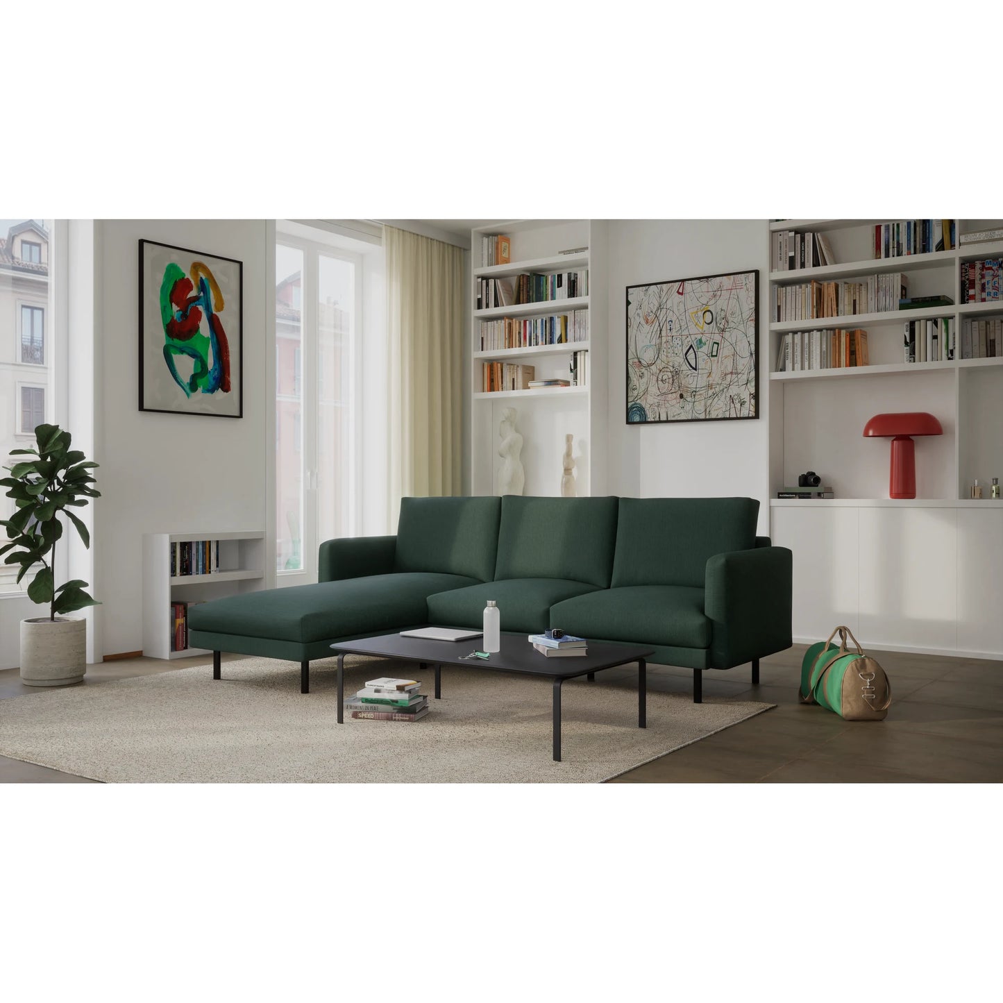 4-Seater Left Corner Sofa BRERA - Green