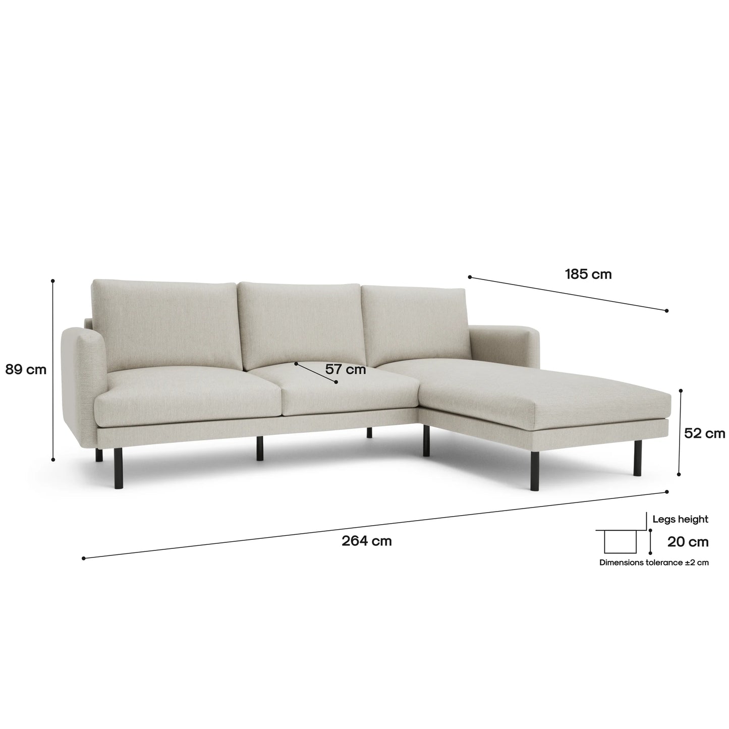 4-Seater Right Corner Sofa BRERA - Beige