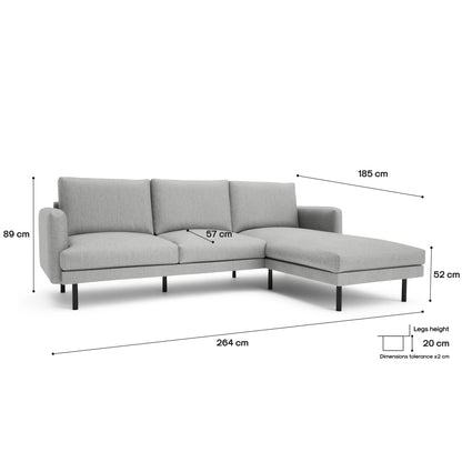 4-Seater Right Corner Sofa BRERA - Grey