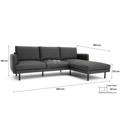 4-Seater Right Corner Sofa BRERA - Dark Grey