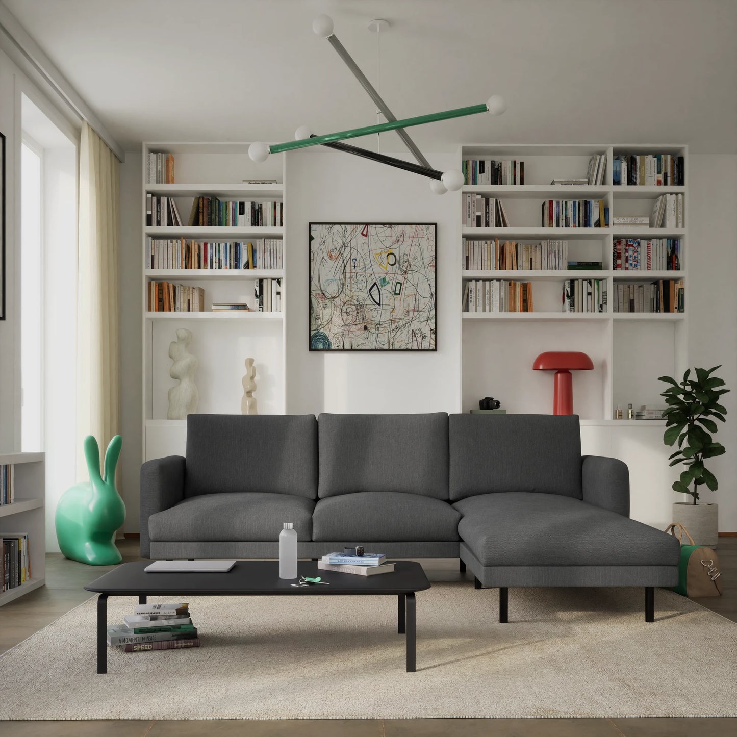 4-Seater Right Corner Sofa BRERA - Dark Grey