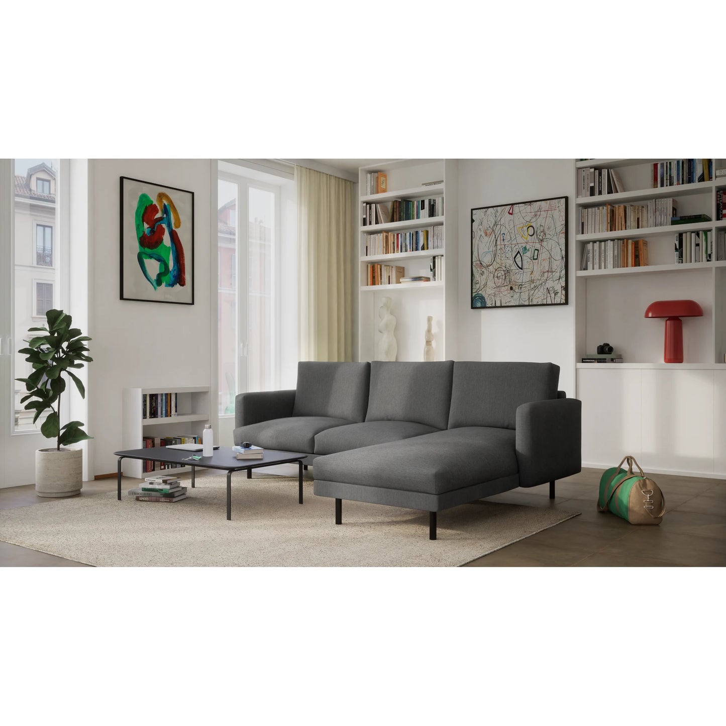 4-Seater Right Corner Sofa BRERA - Dark Grey