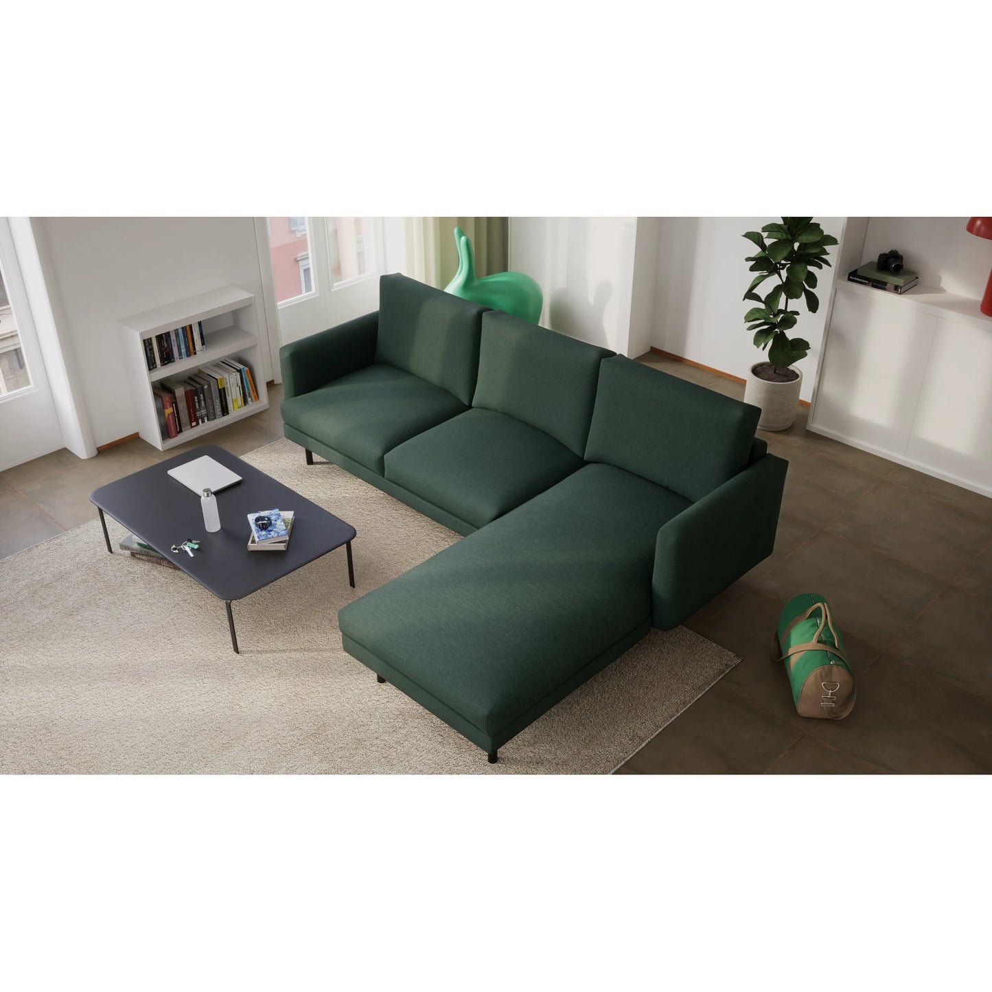 4-Seater Right Corner Sofa BRERA - Green