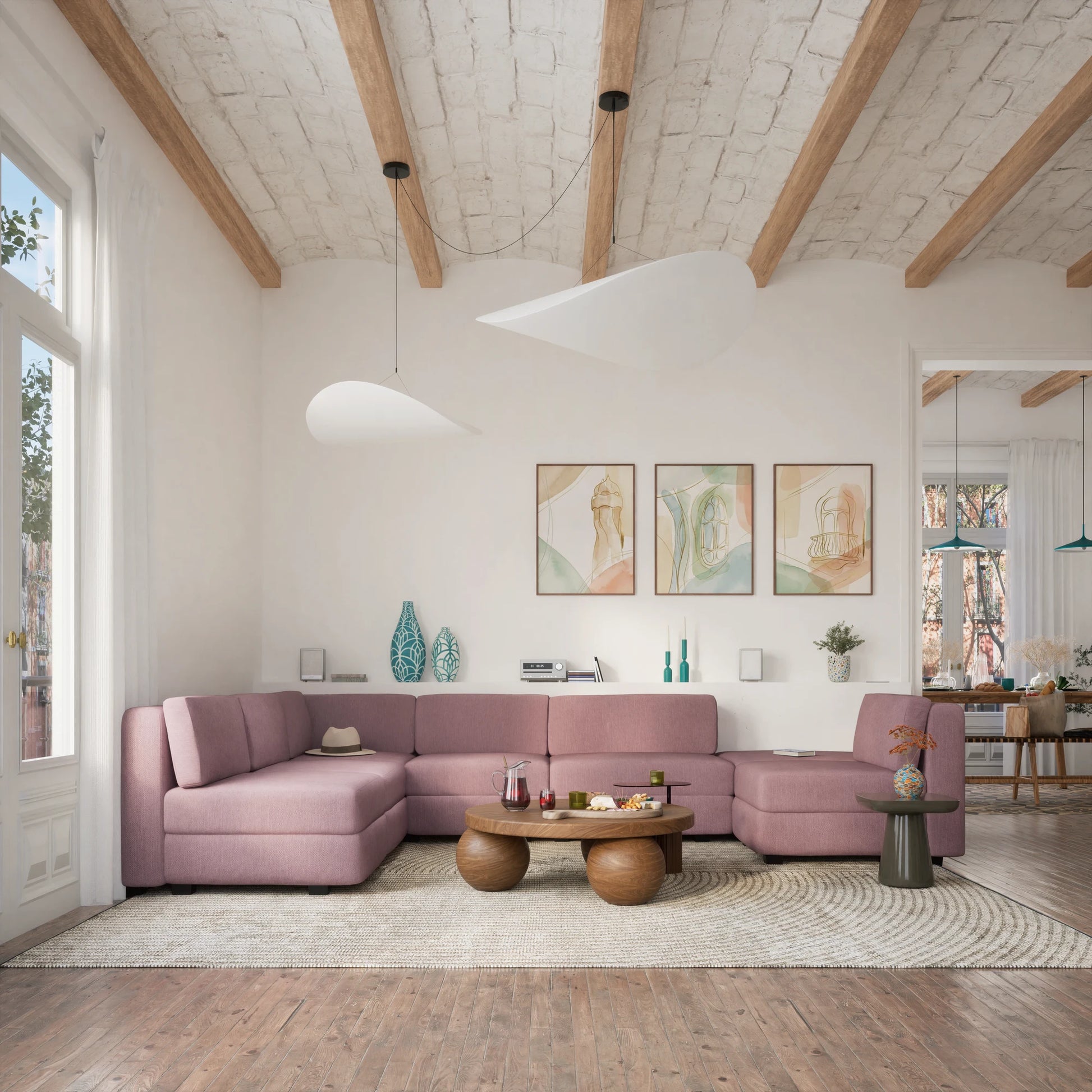 Modular Sofa GRACIA - Corner Module - Dusty Pink