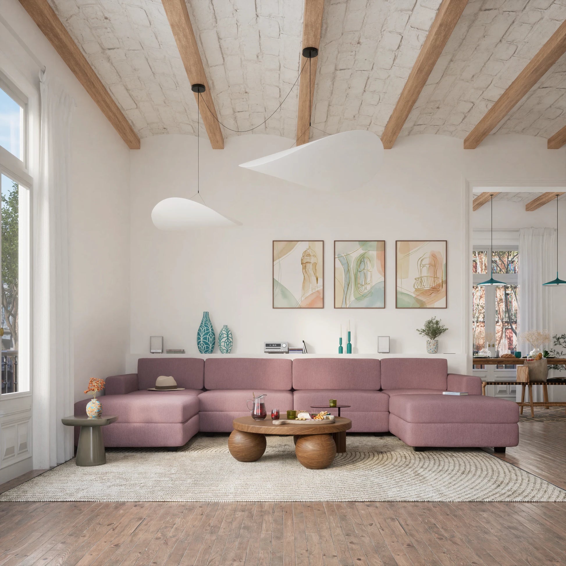 Modular Sofa GRACIA - Large Single Module - Dusty Pink