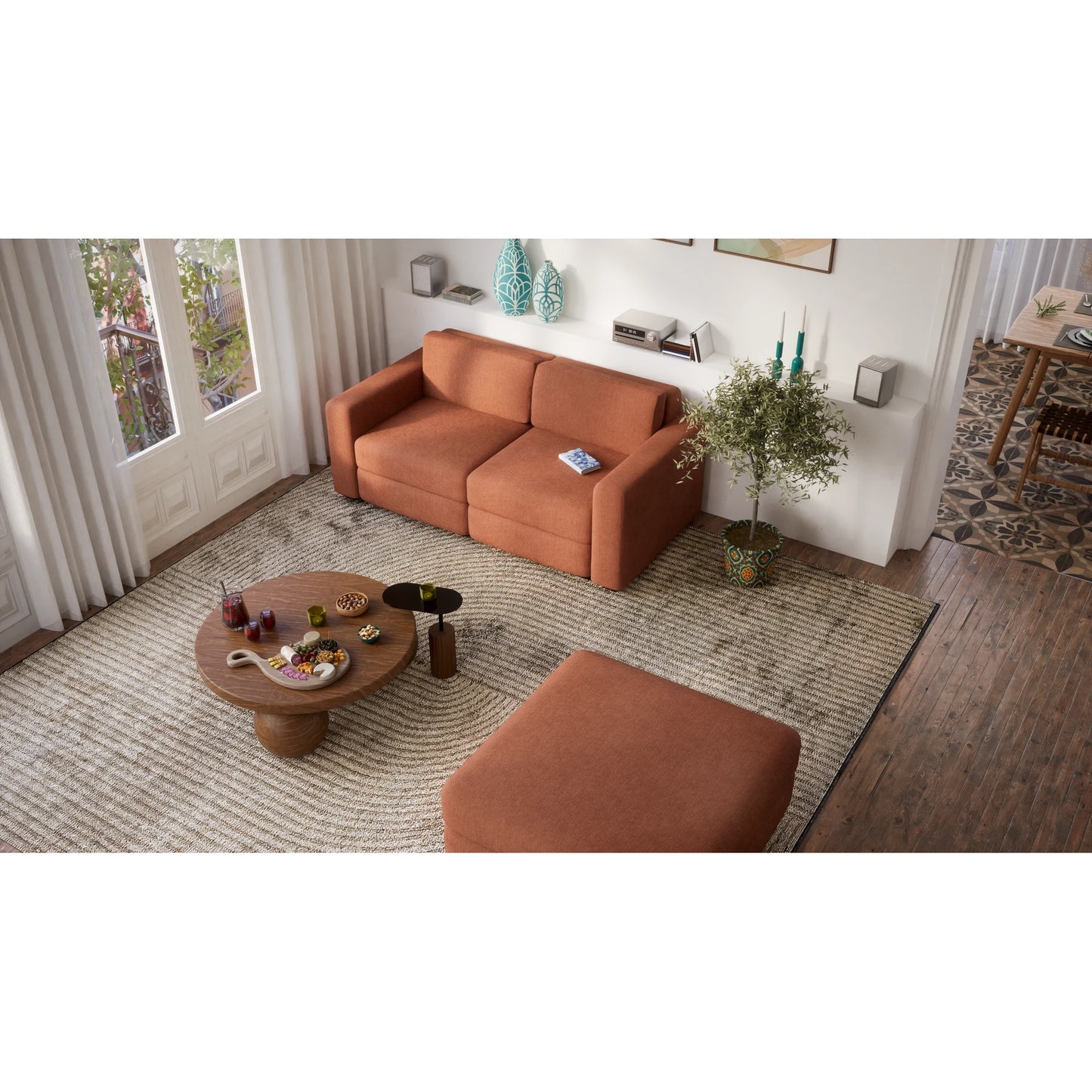 2-Seater Modular Sofa GRACIA - Terracotta