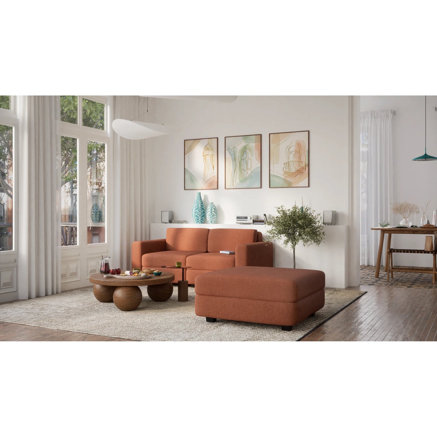 2-Seater Modular Sofa GRACIA - Terracotta