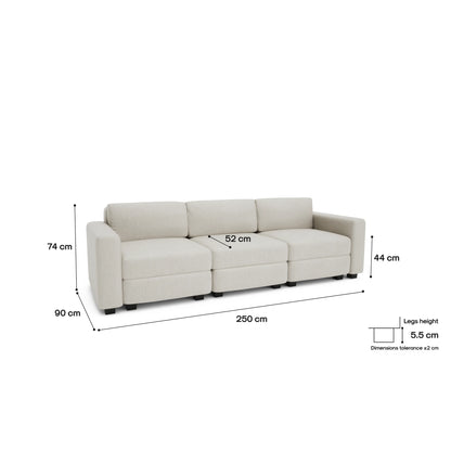 3-Seater Modular Sofa GRACIA - Cream Beige