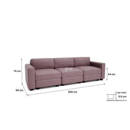 3-Seater Modular Sofa GRACIA - Dusty Pink