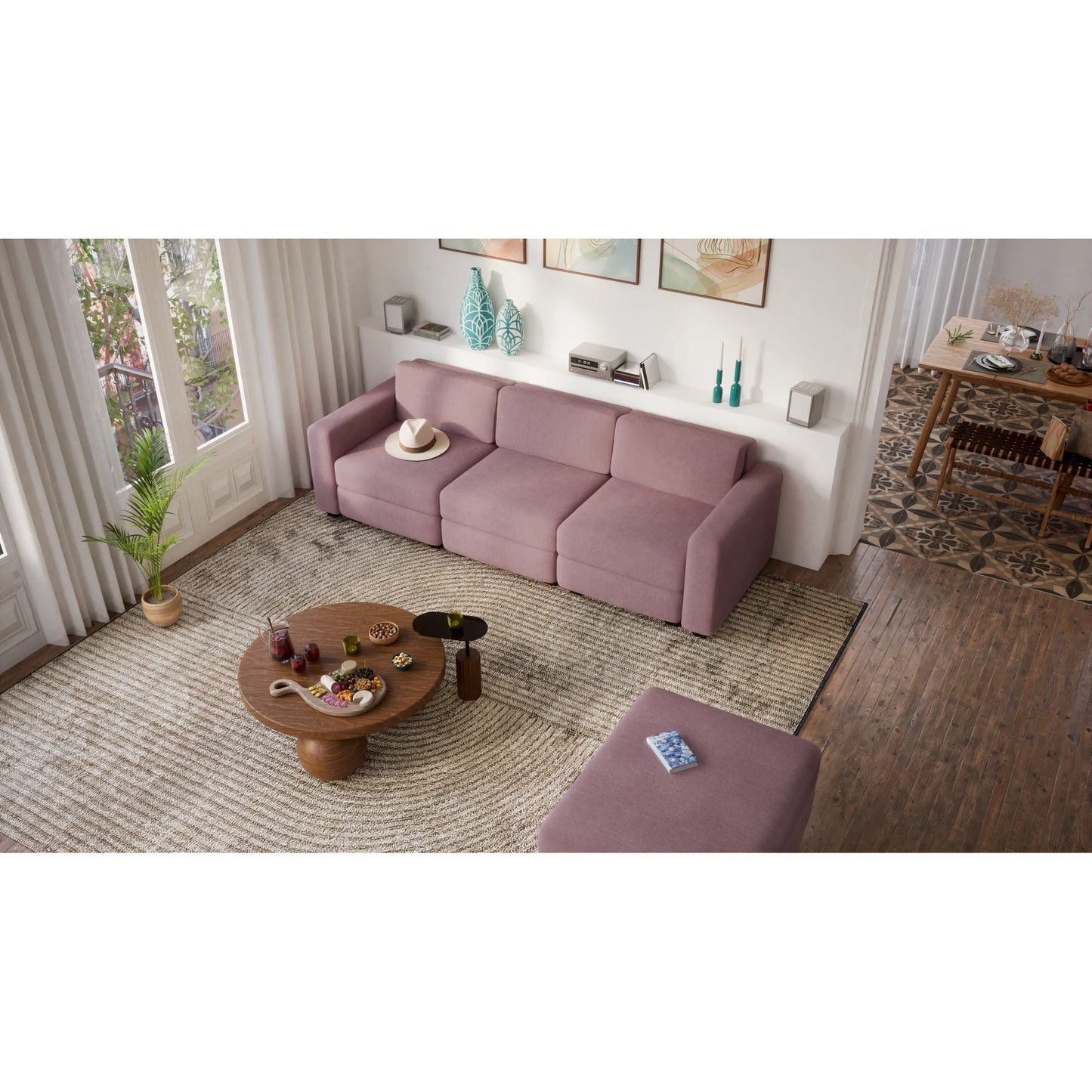 3-Seater Modular Sofa GRACIA - Dusty Pink