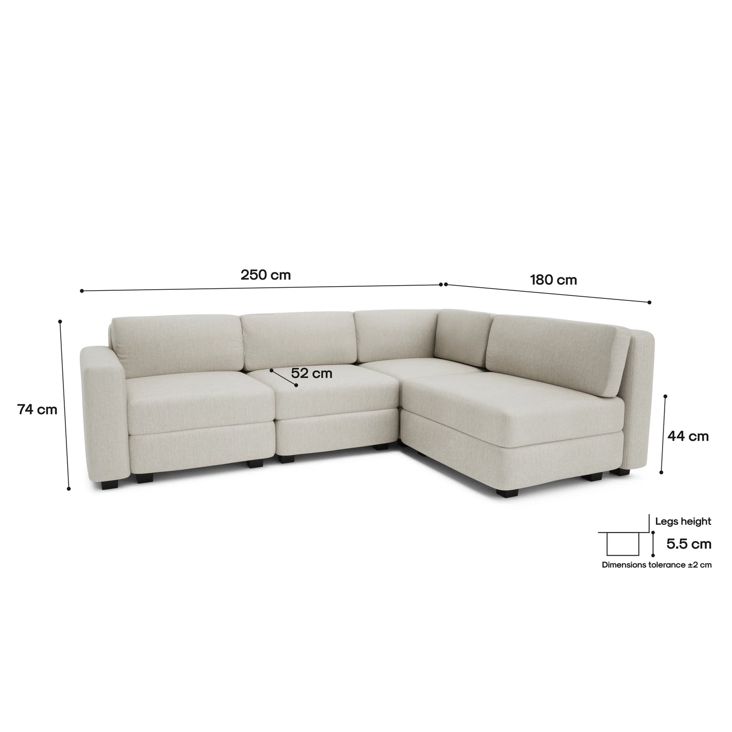 4-Seater Corner Modular Sofa GRACIA - Cream Beige