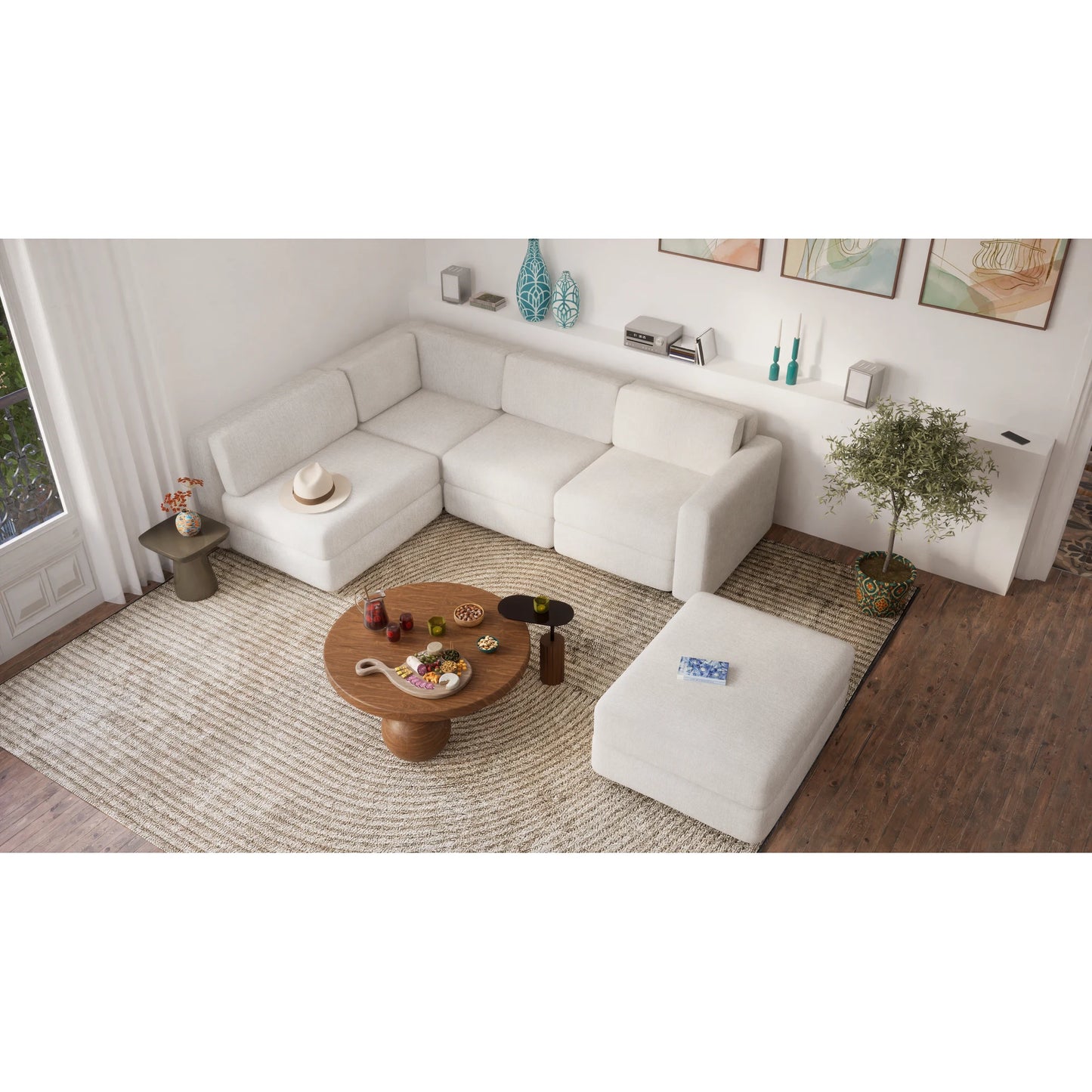 4-Seater Corner Modular Sofa GRACIA - Cream Beige