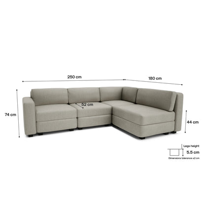4-Seater Corner Modular Sofa GRACIA - Beige Grey