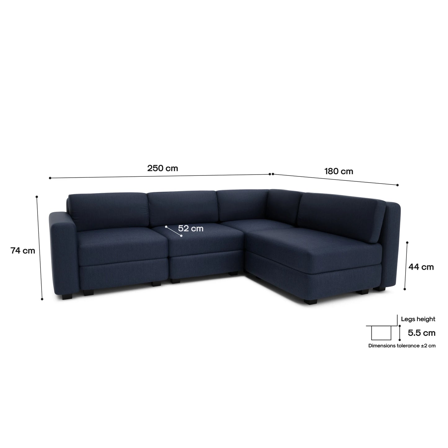4-Seater Corner Modular Sofa GRACIA - Dark Blue