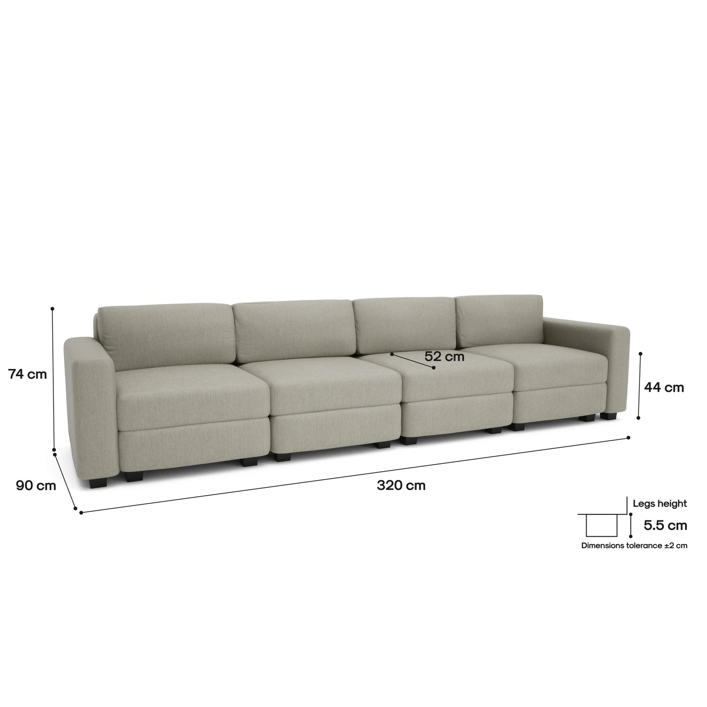 4-Seater Modular Sofa GRACIA - Beige Grey