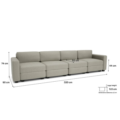 4-Seater Modular Sofa GRACIA - Beige Grey