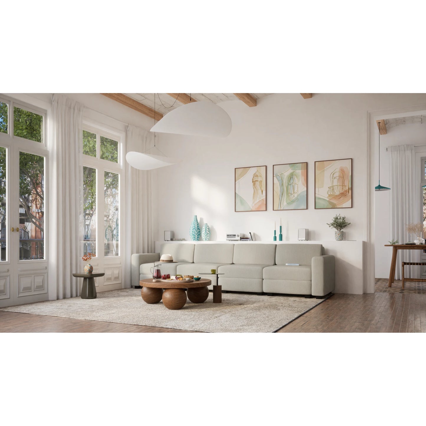 4-Seater Modular Sofa GRACIA - Beige Grey
