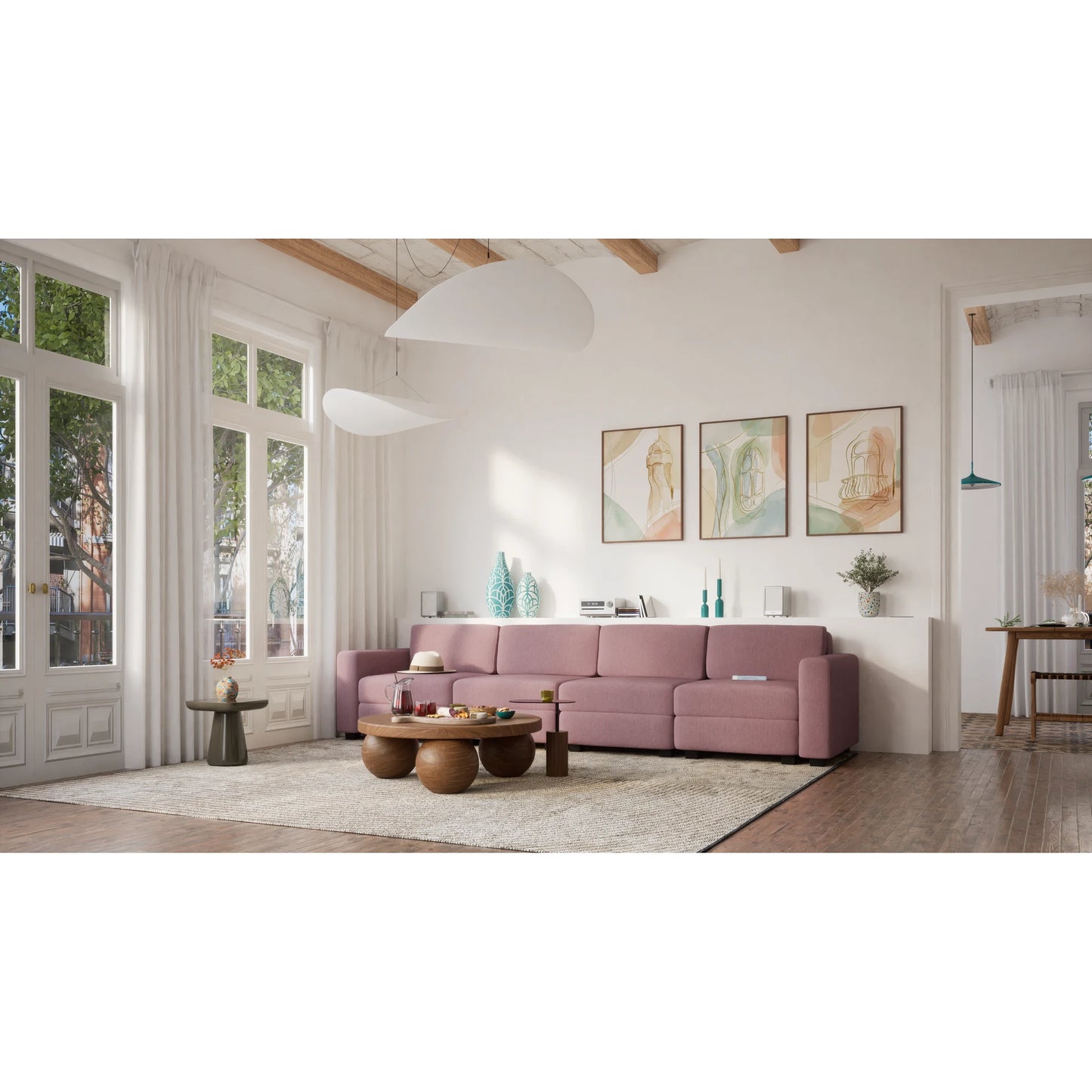 4-Seater Modular Sofa GRACIA - Dusty Pink