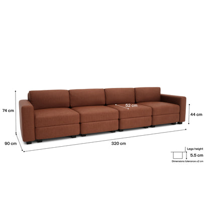 4-Seater Modular Sofa GRACIA - Terracotta