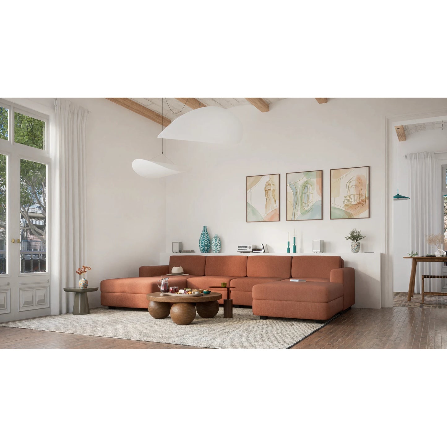 Modular Sofa GRACIA - U-shaped 180 x 320 x 180 cm - Terracotta