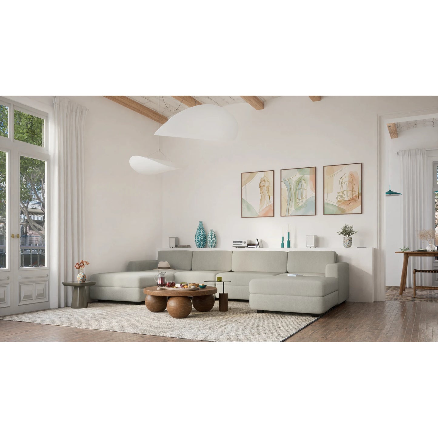 Modular Sofa GRACIA - U-shaped 180 x 340 x 180 cm - Beige Grey