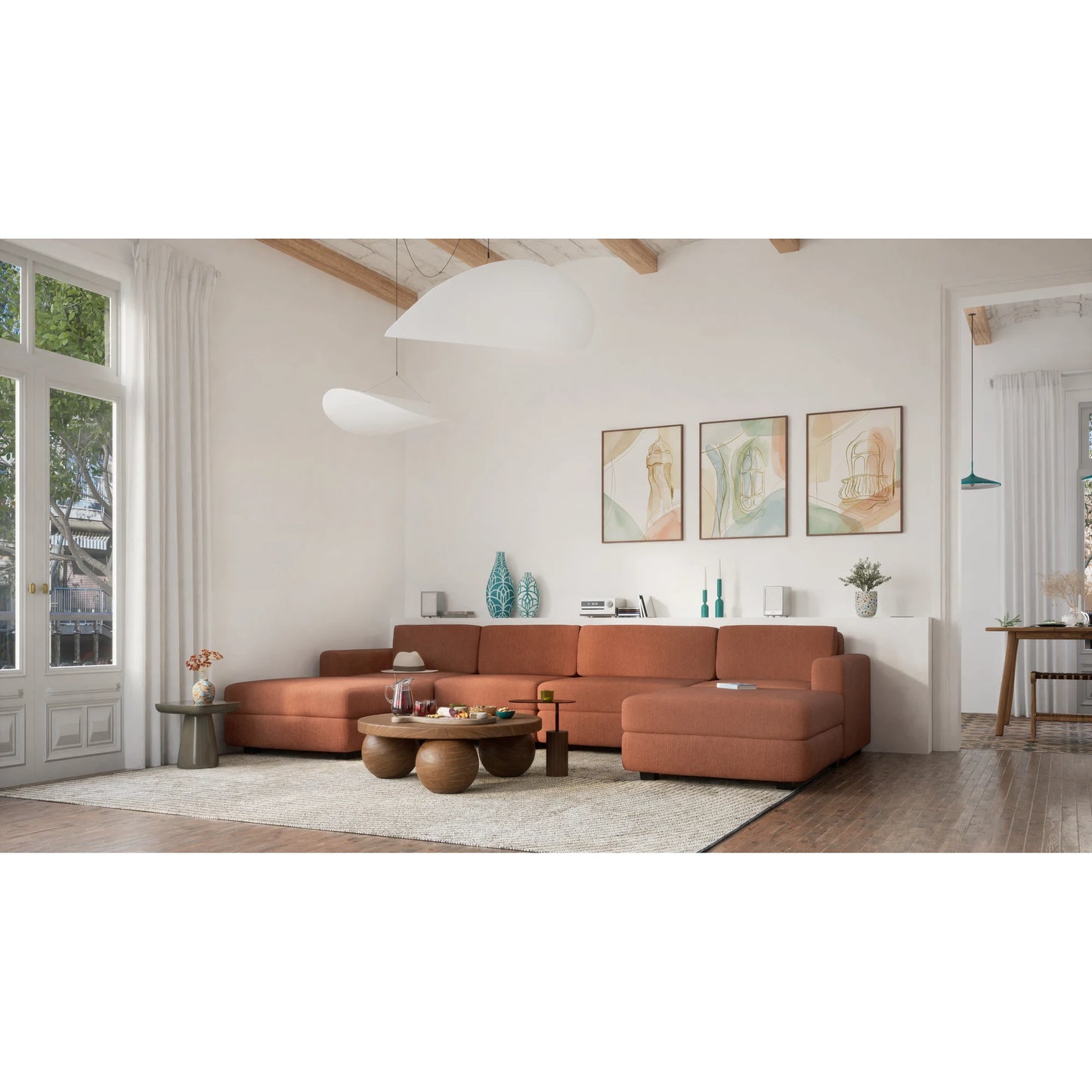 Modular Sofa GRACIA - U-shaped 180 x 340 x 180 cm - Terracotta