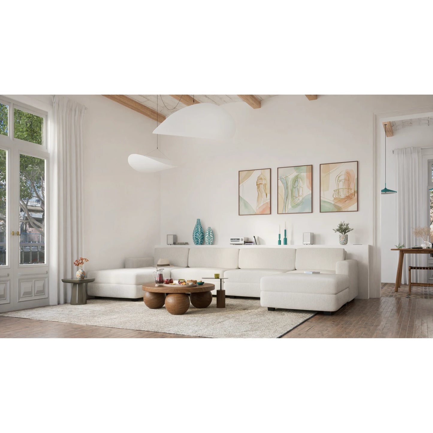 Modular Sofa GRACIA - U-shaped 180 x 360 x 180 cm - Cream Beige