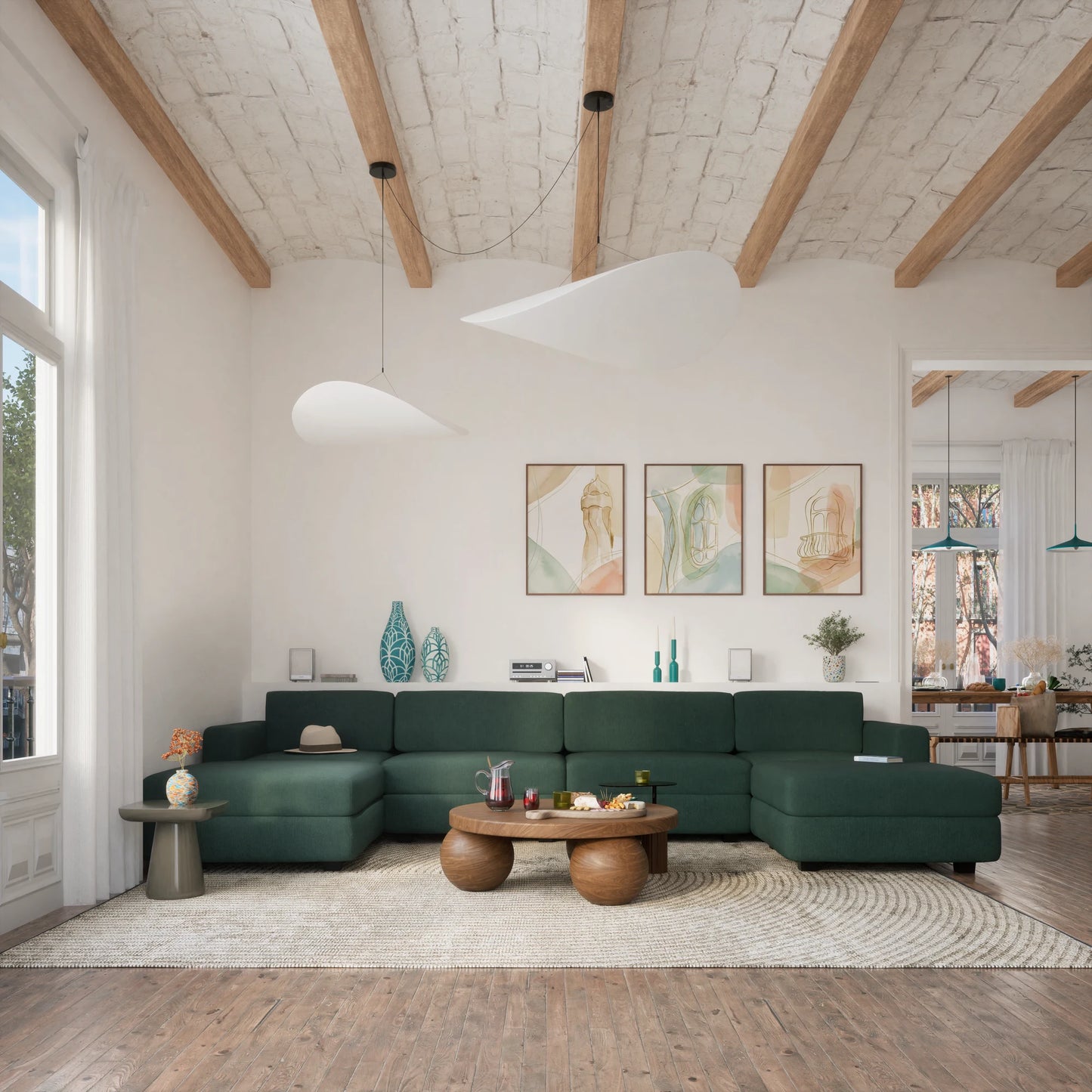 Modular Sofa GRACIA - U-shaped 180 x 360 x 180 cm - Green