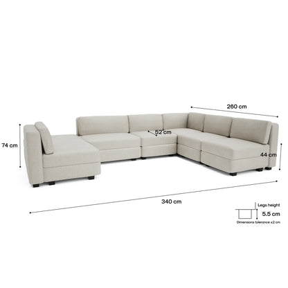 Modular Sofa GRACIA - U-shaped 160 x 340 x 230 cm - Cream Beige