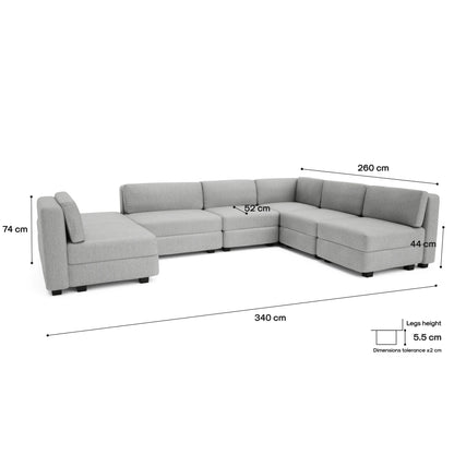 Modular Sofa GRACIA - U-shaped 160 x 340 x 230 cm - Grey
