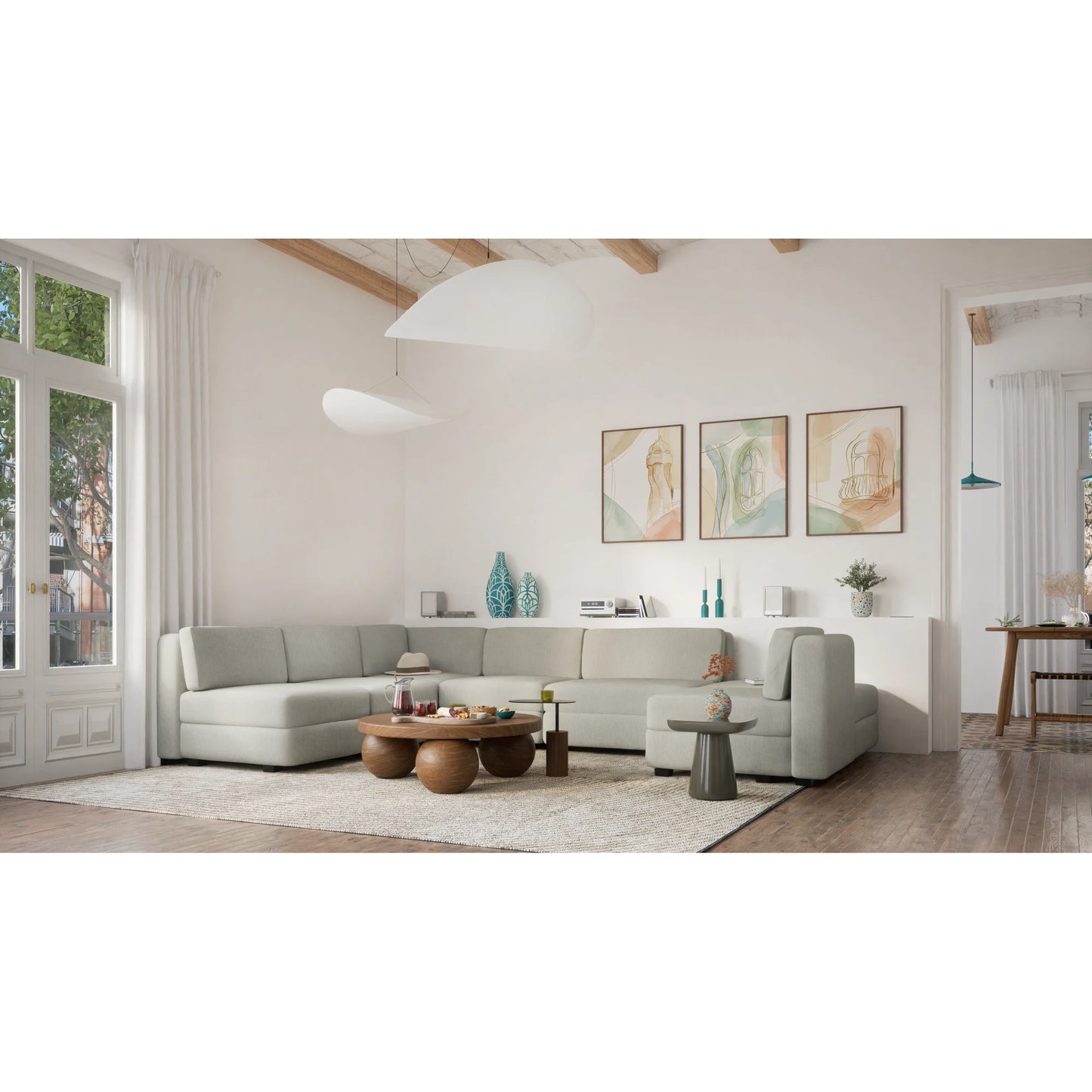 Modular Sofa GRACIA - U-shaped 160 x 340 x 230 cm - Beige Grey