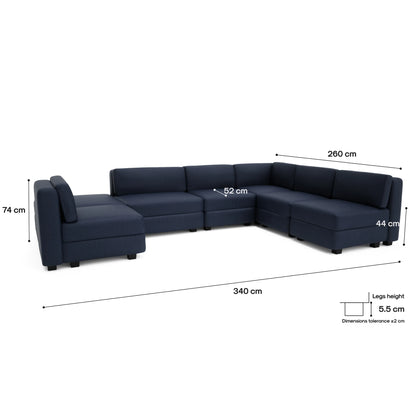 Modular Sofa GRACIA - U-shaped 160 x 340 x 230 cm - Dark Blue