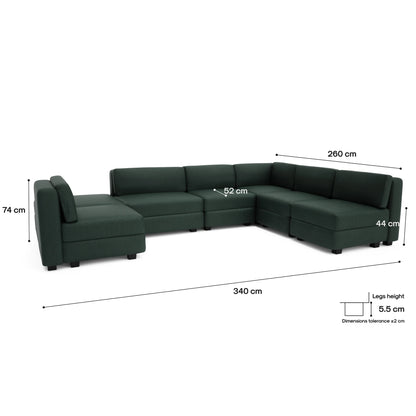 Modular Sofa GRACIA - U-shaped 160 x 340 x 230 cm - Green
