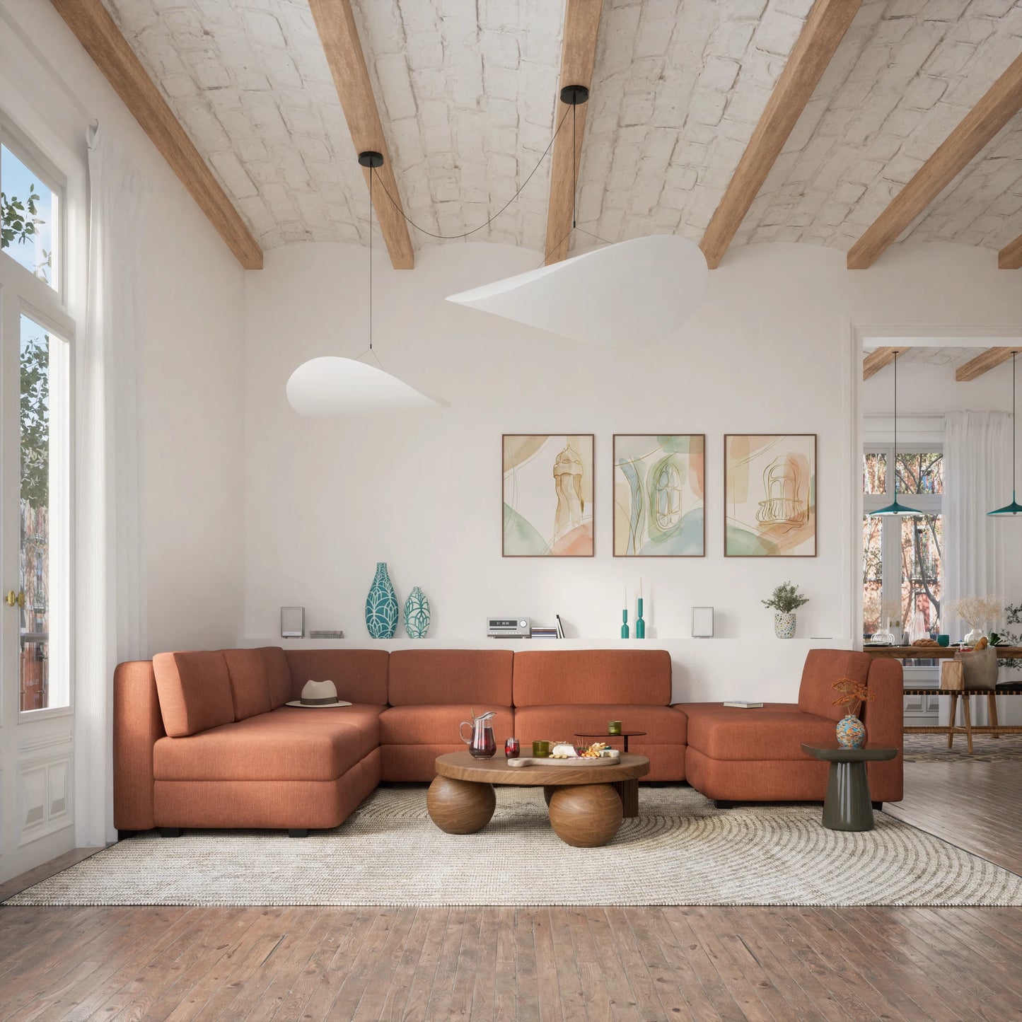 Modular Sofa GRACIA - U-shaped 160 x 340 x 230 cm - Terracotta
