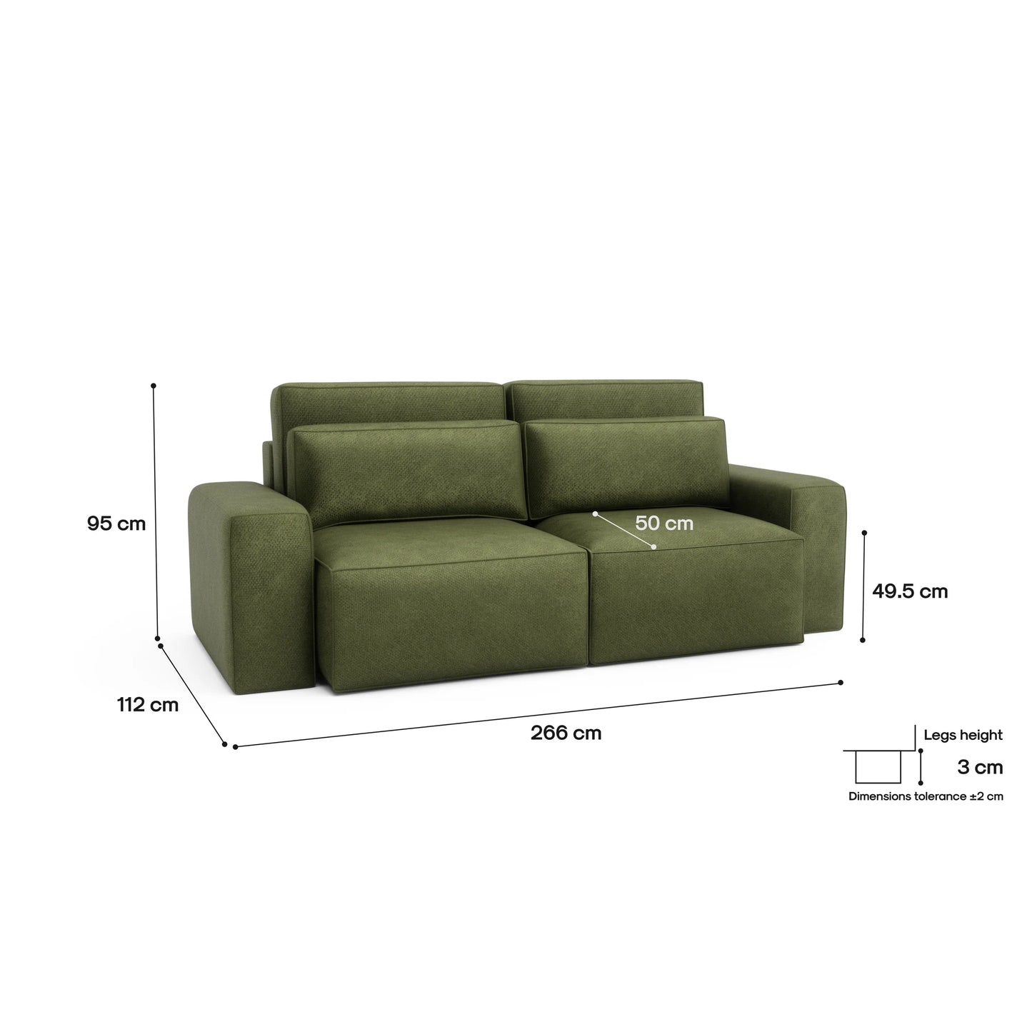 3-Seater Sofa Bed JORDAAN - Khaki