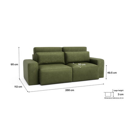 3-Seater Sofa Bed JORDAAN - Khaki