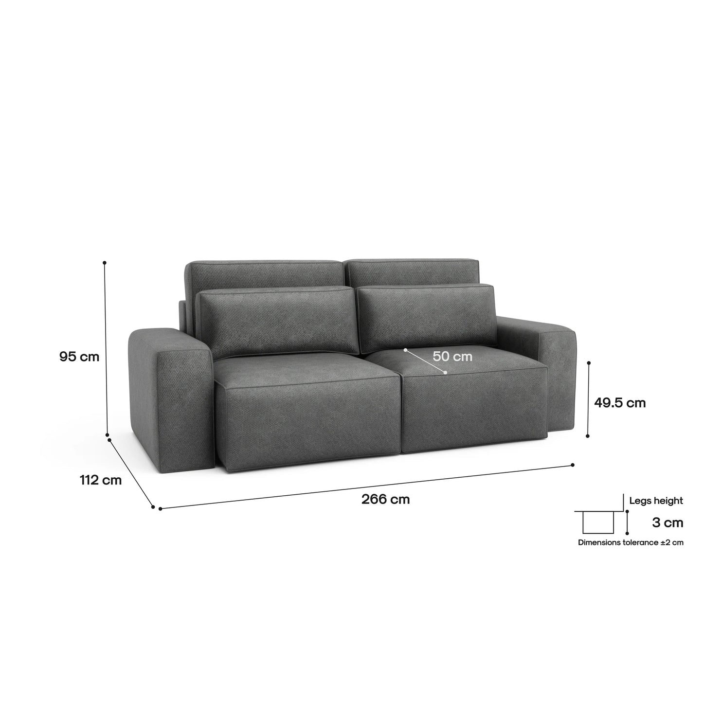 3-Seater Sofa Bed JORDAAN - Grey