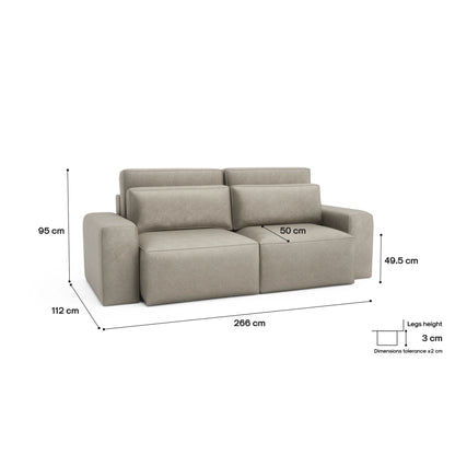 3-Seater Sofa Bed JORDAAN - Cream