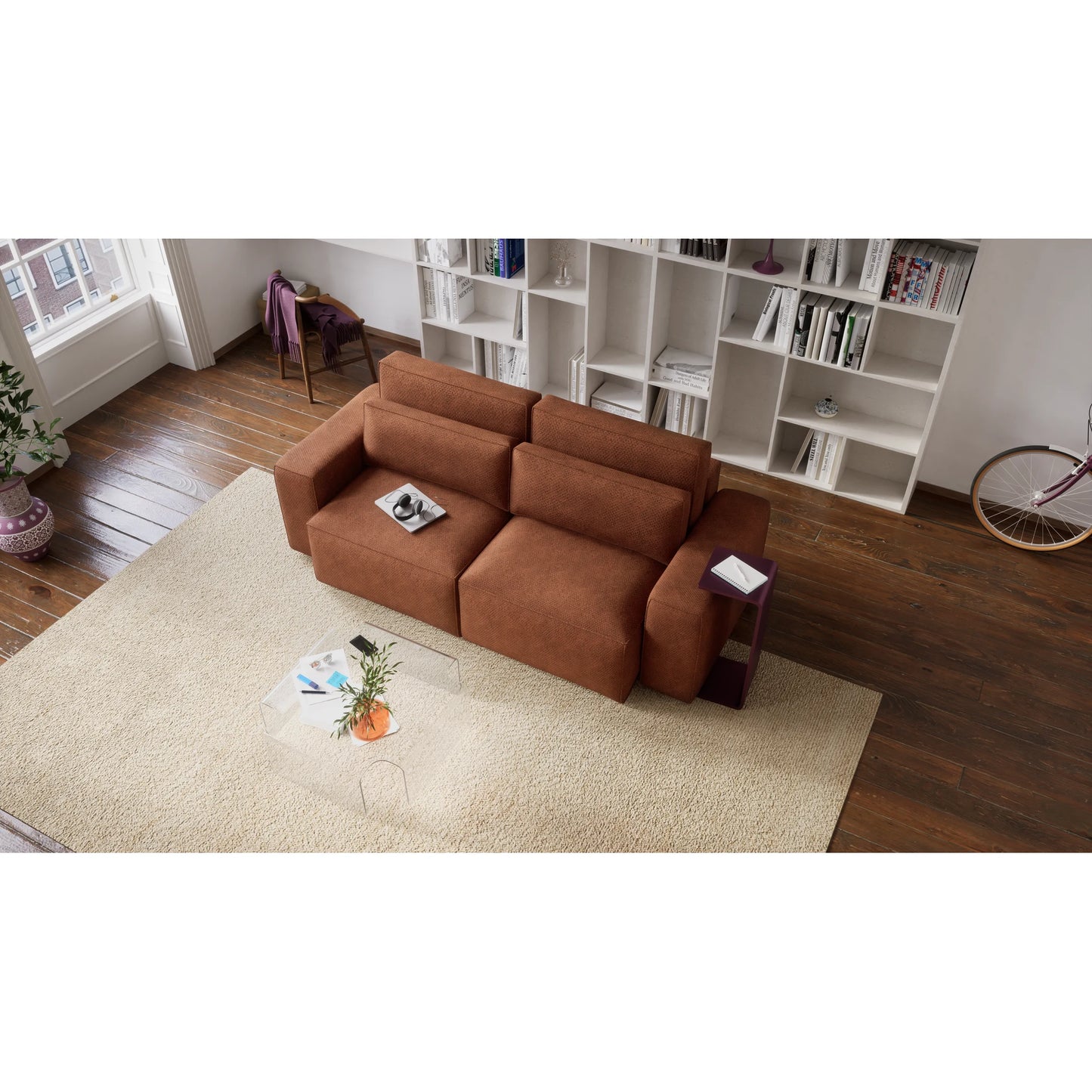 3-Seater Sofa Bed JORDAAN - Brick