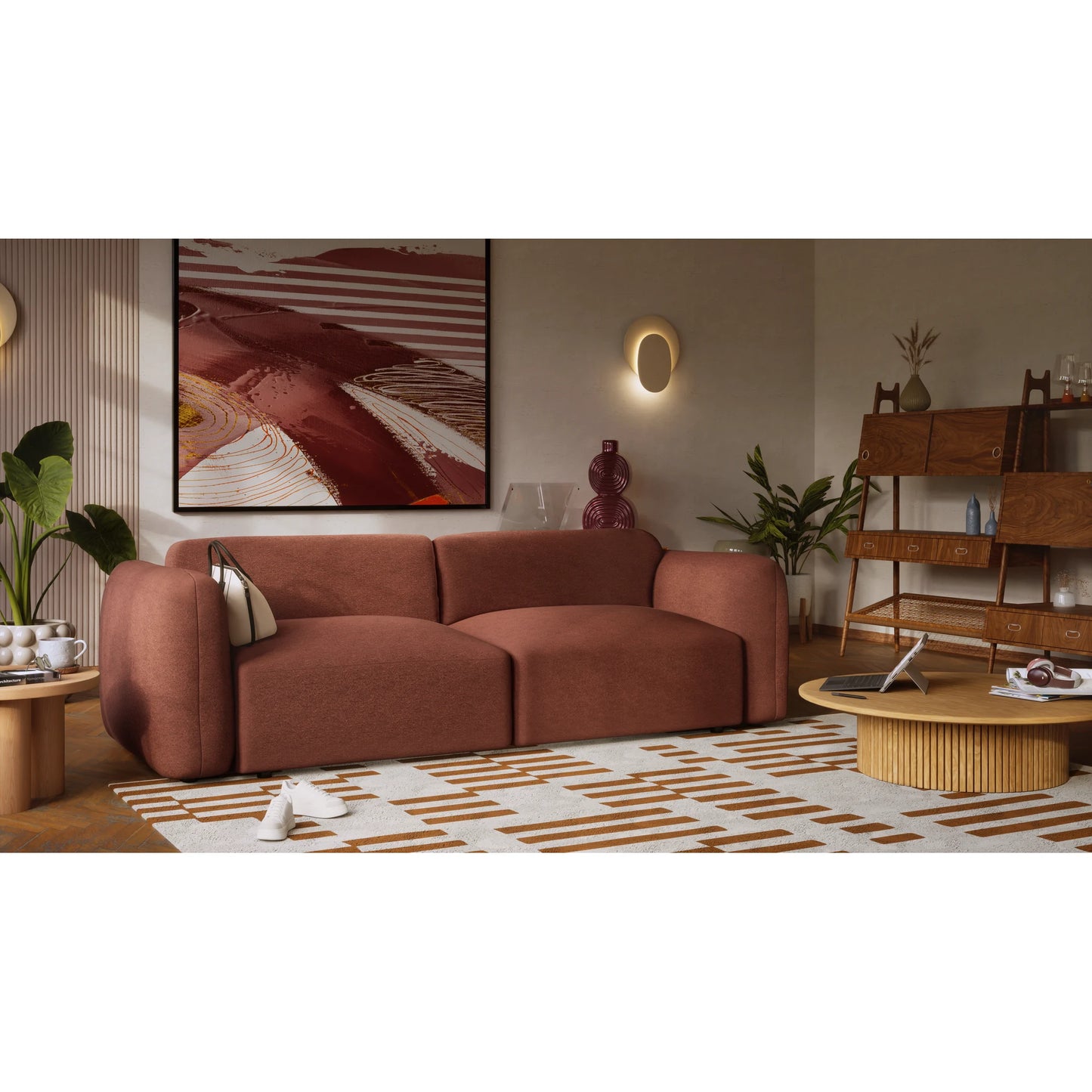 3-Seater Sofa Bed NORREBRO - Burgundy