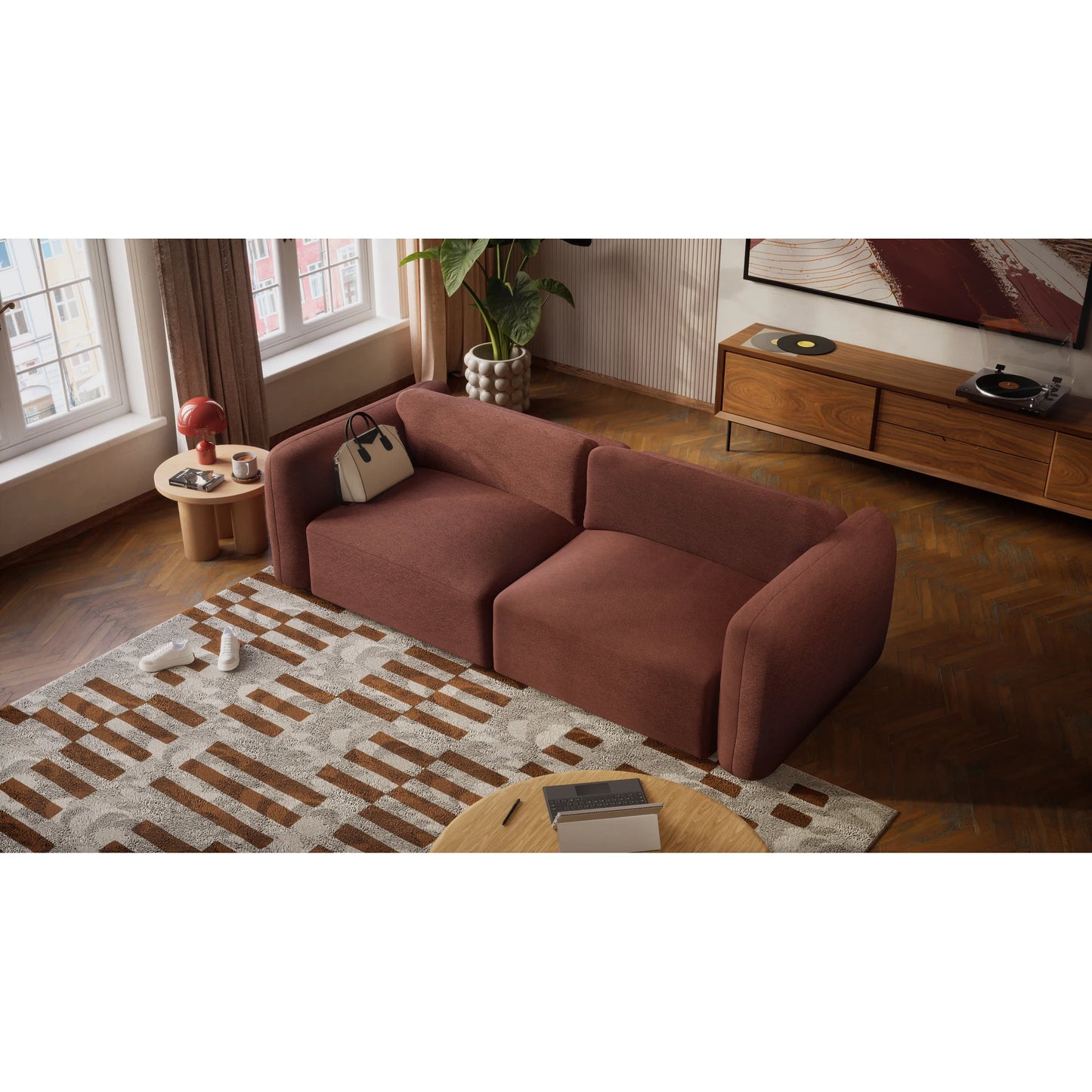 3-Seater Sofa Bed NORREBRO - Burgundy