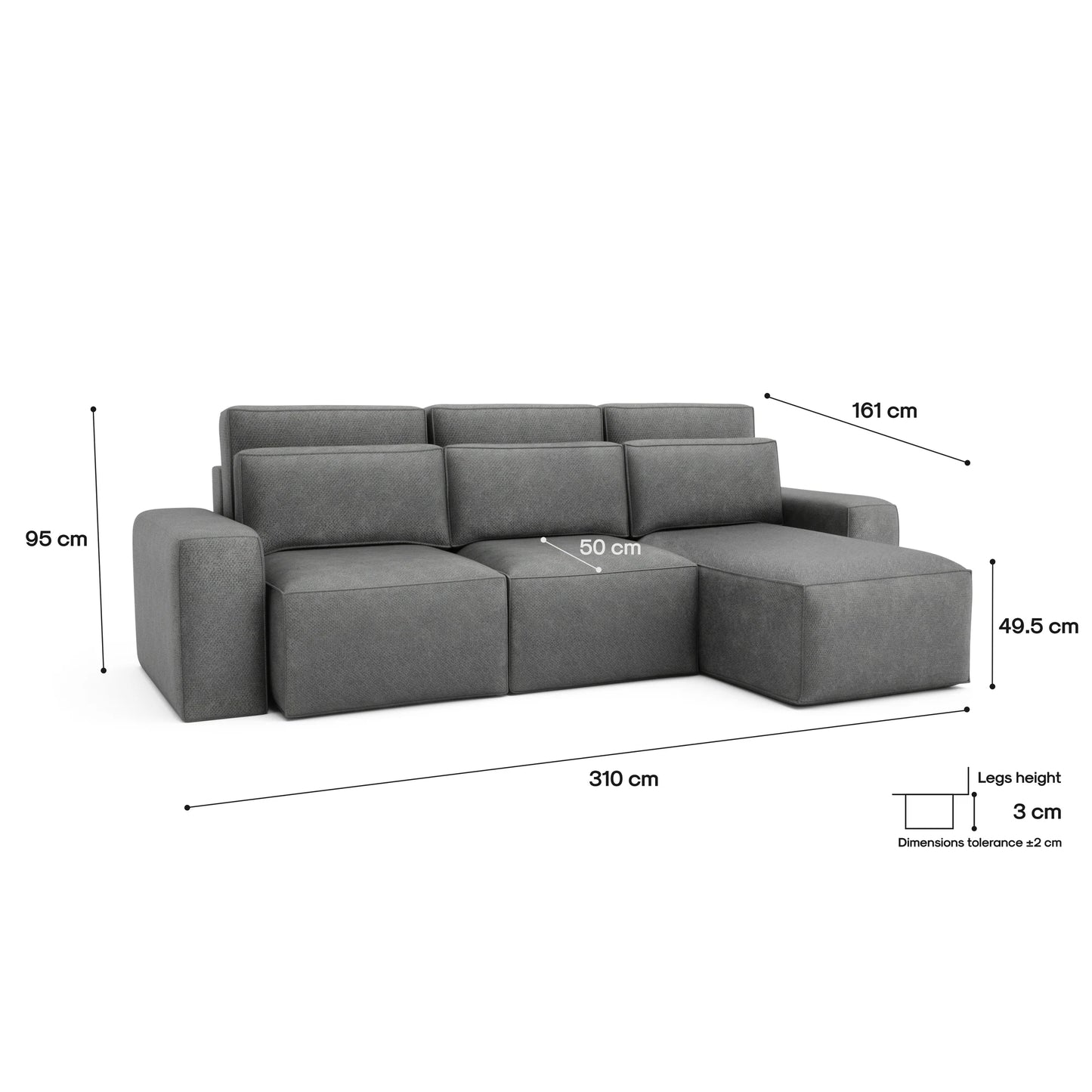 Universal Corner Sofa Bed JORDAAN - Grey
